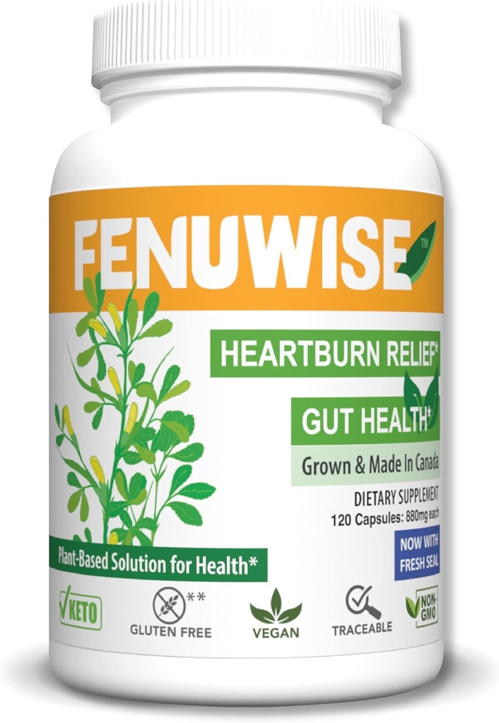 天然Fenugreek繊維のカプセルの補足の酸の救助 - 消化器の健康、120の計算を支える優れたビーガンの食事療法の補足