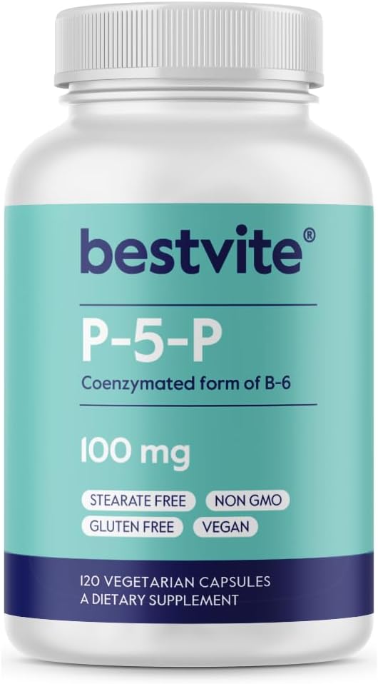 BESTVITE P-5-P 100mg (120 ベジタリアン カプセル) (B-6の調整フォーム) - ない Stearates - 完全菜食主義者の非GMO - グルテンフリー - 無二酸化ケイ素 - ゼラチンなし