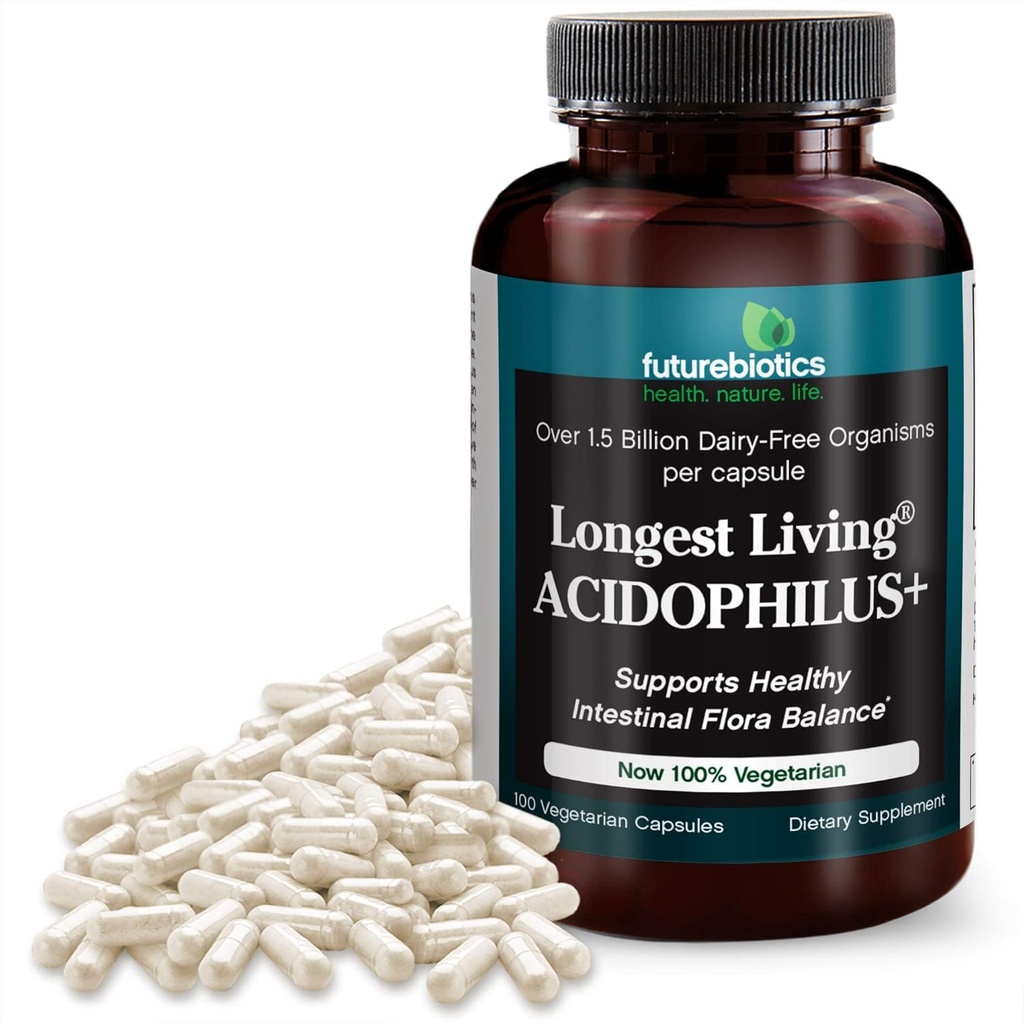 Futurebioticsの最も長い生きているAcdophilus+の100のベジタリアンのカプセル