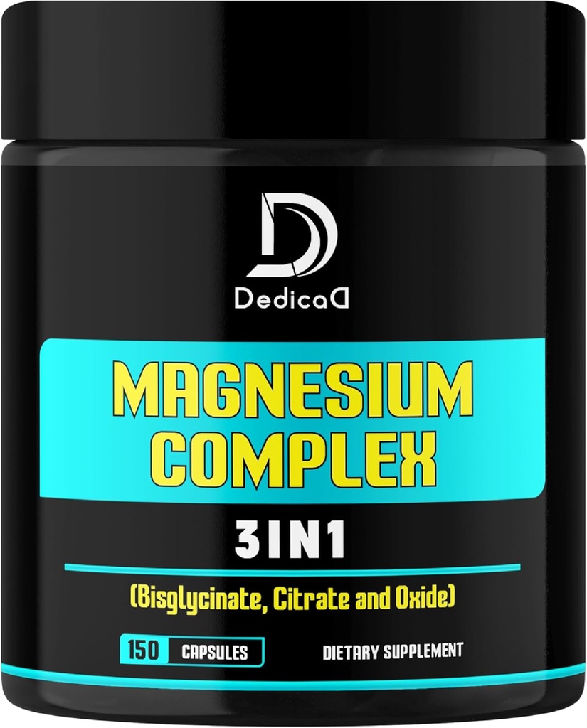 Magnesium Bisglycinate, Citrate & Oxide - 150 Capsules - 100mg Elemental Triple Magnesium Complex Supplement - Support for Energy Production, Muscle, Brain & Immune Health