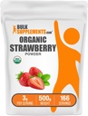 BulkSupplements.comオーガニックイチゴパウダー - オーガニックイチゴのフルーツパウダー - 砂糖なし&グルテンフリー、サービングあたり3g、500g(1.1ポンド)(パッケージ1)