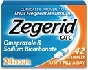 Zegerid OTC, 24-Hour Heartburn Relief, Acid Reflux Medicine and Antacid, Treats Frequent Heartburn, Omeprazole 20mg + Sodium Bicarbonate, Proton Pump Inhibitor (PPI), 42 Capsules