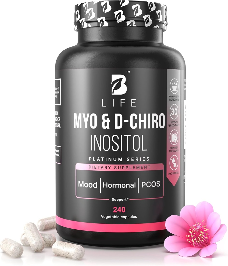 Myo-Inositol & D-Chiro Inositol 40:1 for Women | I Inositol Supplement for Women | Hormone Balance, Fertility & Cycle | Vitamin B8, Insulin & Flo Ovarian Support | 240 Caps