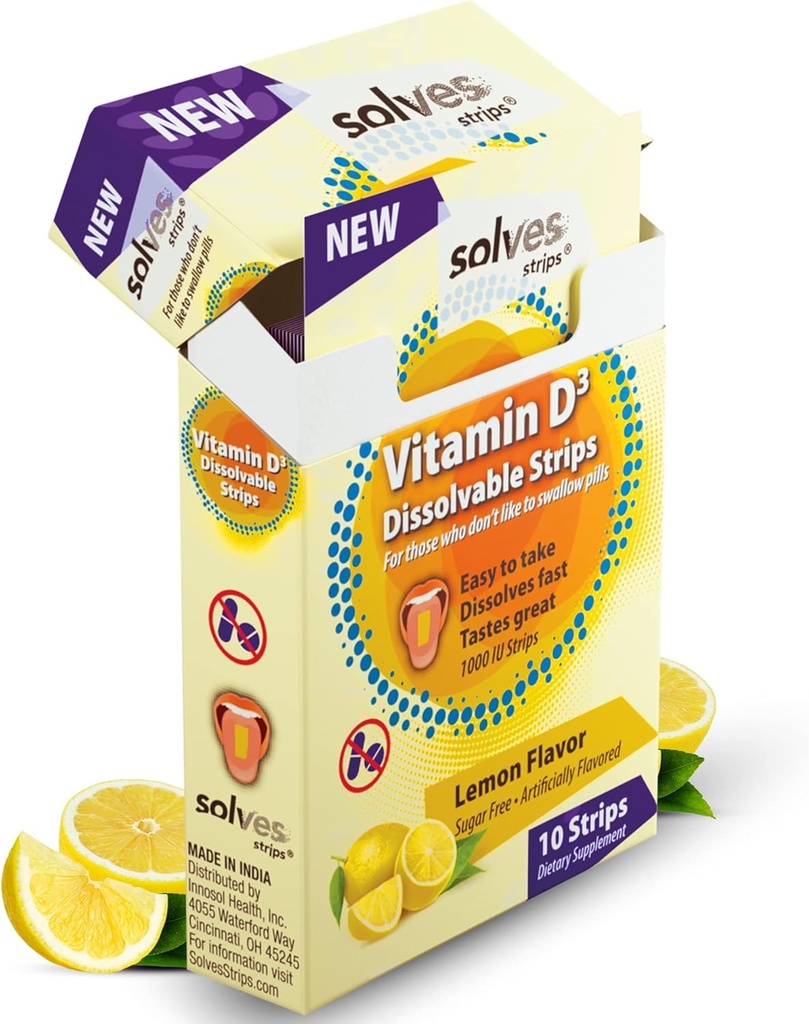 Solves Strips® Swift Vitamin D3 摂取量 - レモン Zest Twist、高効力、砂糖無料、オールナチュラル、ピルフリー、デイリーボーン&免疫健康エッセンシャル(30パック)