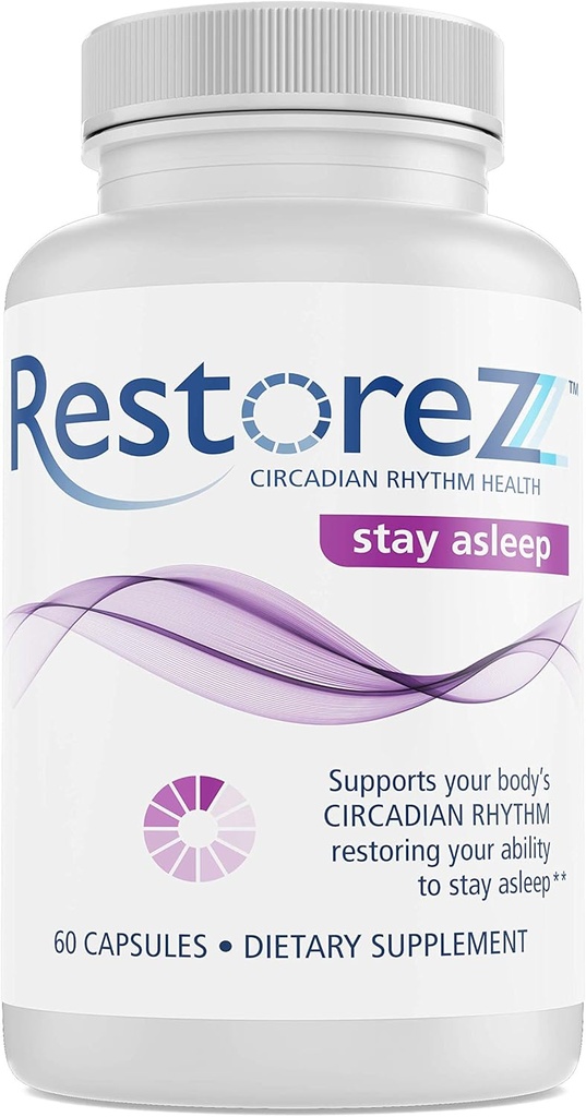 RestoreZ 滞在眠り (60 カプセル) 自然な睡眠の補足 - 睡眠を通した長い残りの睡眠を維持します - 睡眠補助金を形成する非習慣