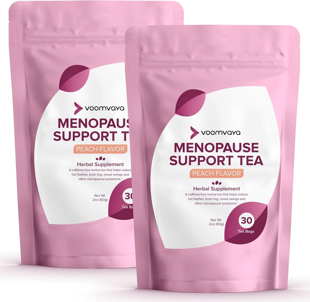 VoomVayaは、Menopauseサポートティー2パックバンドルで10%を保存 - 女性w /レッドクローバー&ブラックコホッシュのための自然な更年期リリーフ - ナイトスウェット&ホットフラッシュリリーフ - ピーチフレーバー - 90ティーバッグ