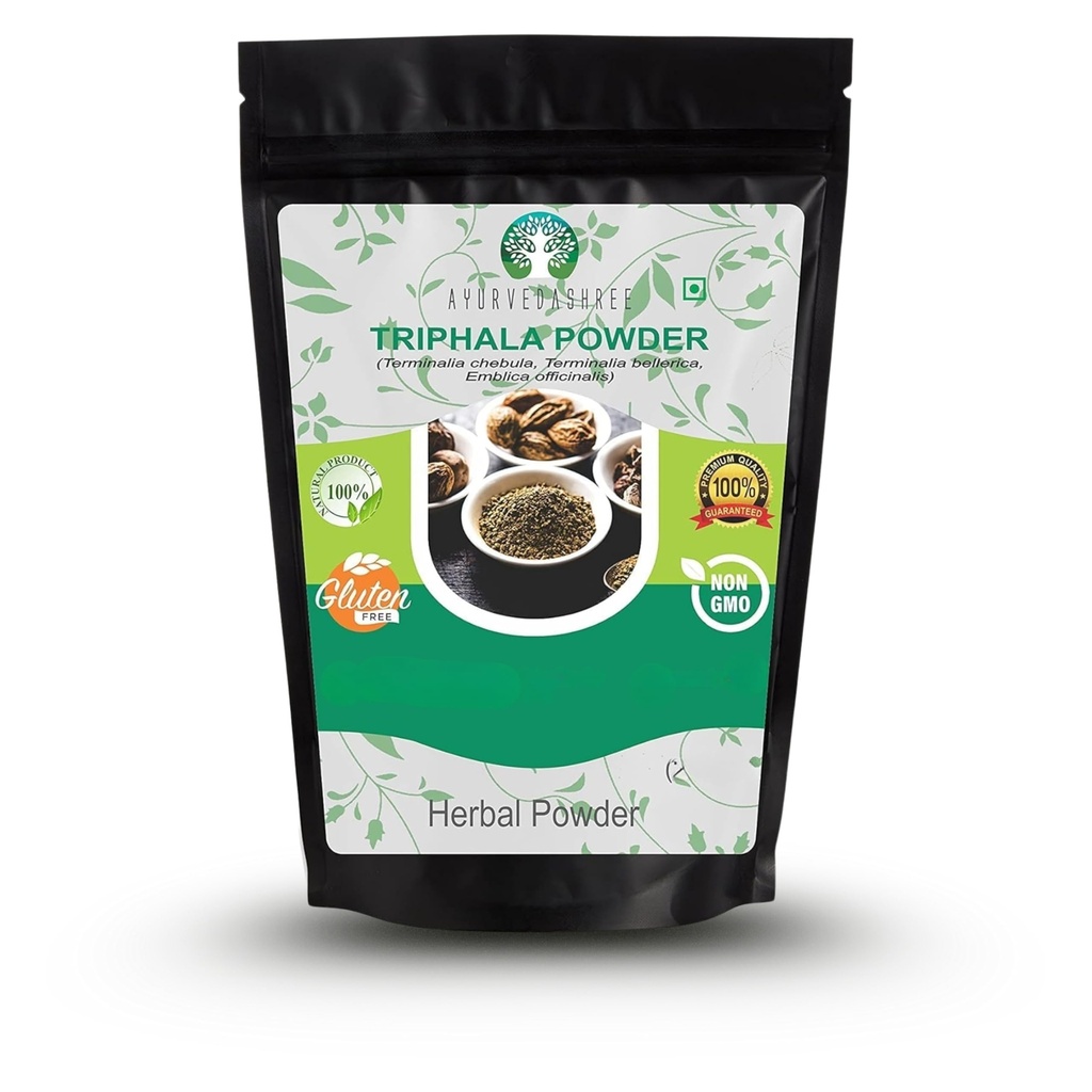 トリップハラパウダー 200 Gm | アムラのコンビネーション、ハリタキ&ビヒタキ | 非GMO | ヴィーガン | GMP認定