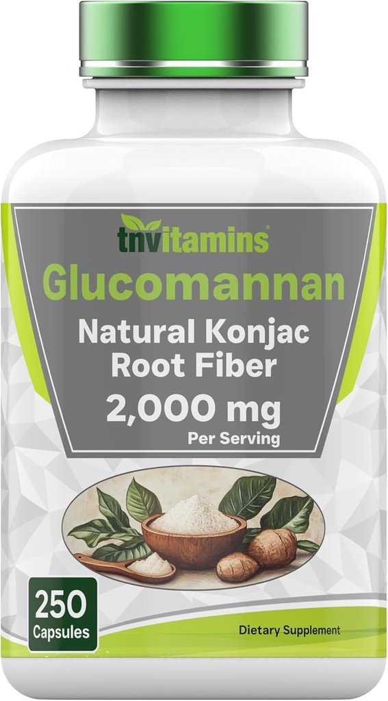tnvitaminsのグルコマンナンのカプセル2000のMG - 250の計算 自然なKonjacの根繊維のエキスの粉の補足 Solubleの、食事療法および消化繊維の丸薬 米国で作り出される 非GMO及びグルテンフリー