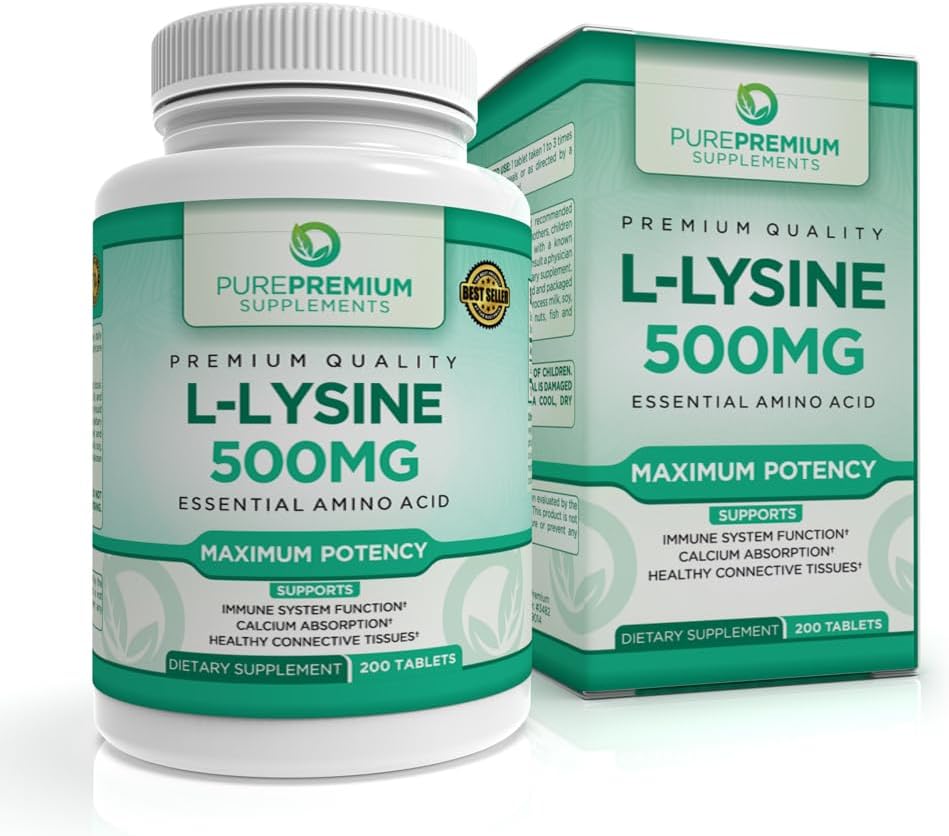 PurePremium L-Lysine 500 mgのサプリメント - 最大強度のエッセンシャルアミノ酸 - 免疫サポートサプリメント - 迅速な吸収のための純粋なリジン500mg - 7ヶ月の供給 - 200 タブレット
