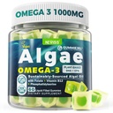 大人のためのビーガンオメガ-3グミー, 藻油から代替魚油, 植物ベースのDHA 460mg & EPA 230mgプラスメチルフレート, ビタミンB12, リンファチジルセリン, 魚の味なし, ビーガン, 砂糖無料, 60 Cts