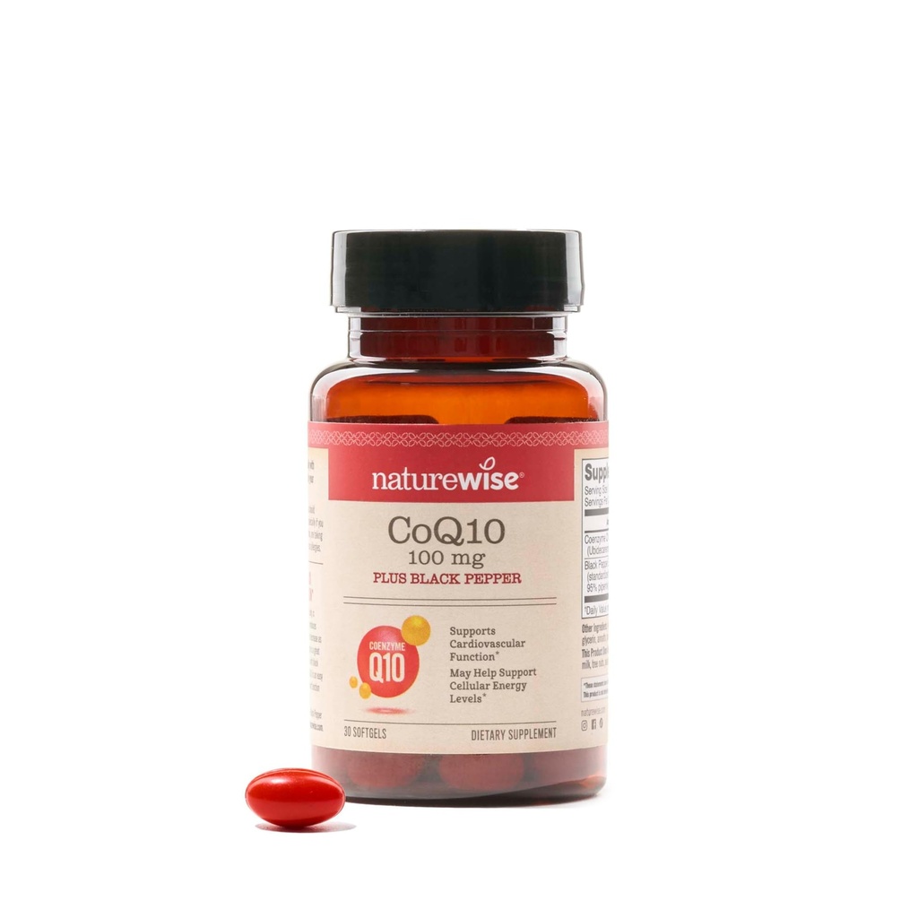 NatureWise CoQ10 100mg + ブラックペッパーSoftgels - 高吸収補酵素Q10 +ブラックペッパー - 心臓の健康のための抗酸化剤 + 細胞エネルギー - ビーガン、非GMO、グルテンフリー - 30カウント[30日の供給]