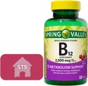 スプリングバレー - ビタミンB12クイック分解錠、2,500mcg、チェリーフレーバー、120カウント+ STSステッカー。