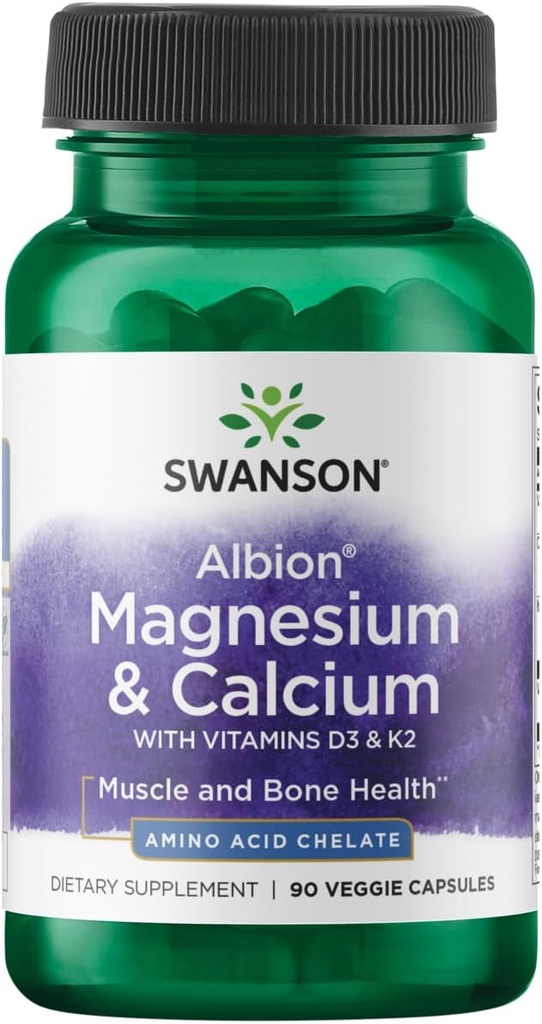 Swanson Albion Chelated Magnesium & Calcium 2:1 90 Veg Capsules