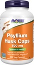 NOW Foodsは、Psyllium Husk Caps 500mg、非GMOプロジェクト検証済み、天然溶性繊維、腸の健康*、500ベジカプセルを補います