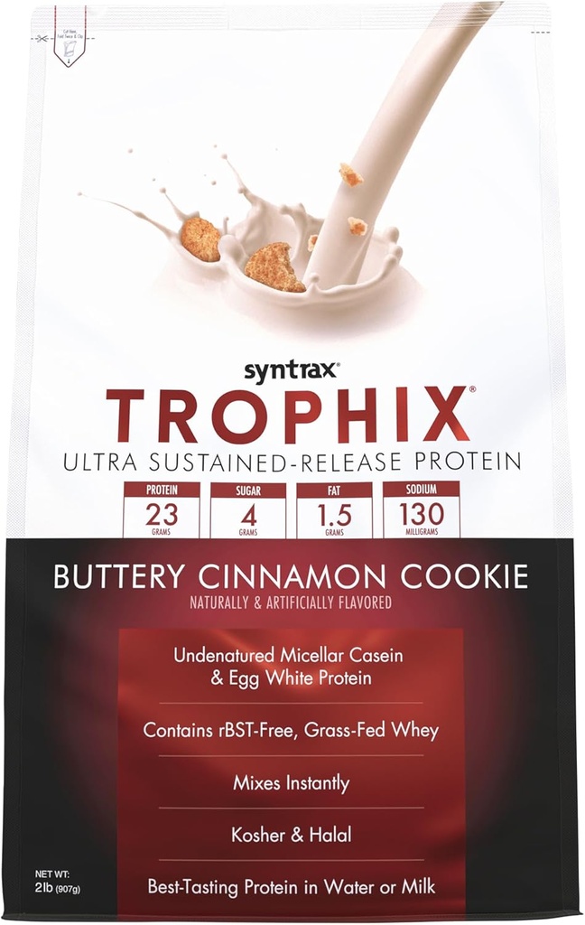 Syntrax Nutrition Trophix、Ultra Sustained-Release Protein Powder Blend、Real Cookie Pieces、Buttery Cinnamon Cookie、2ポンド