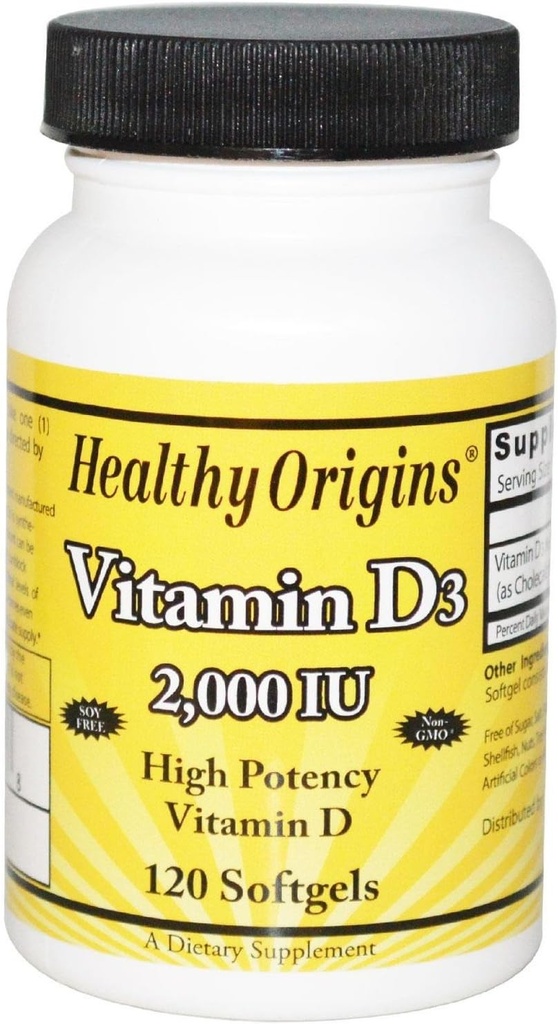 健康な起源のビタミンD3のSoftgels、120の計算