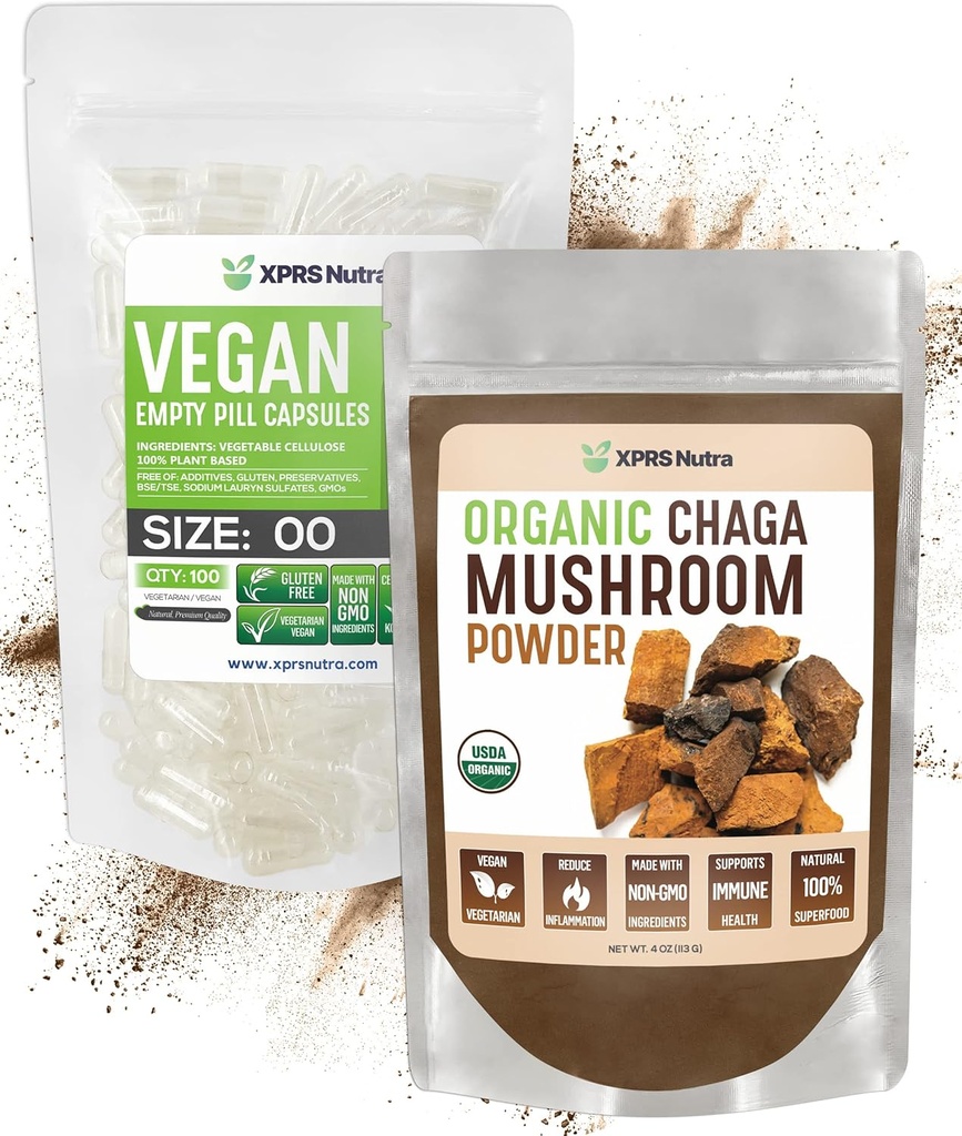XPRS Nutraの有機的なチャガの粉サイズ00の事前分離された空のカプセル(100の計算)の束との4のOunce