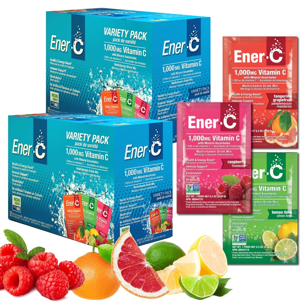 Ener-Cマルチビタミンドリンクミックス - ビタミンパック、ビタミンパック、ビタミンドリンクミックス、水分補給液ミックス、成人用免疫ブースター、健康なエネルギー - バラエティパック、60カウント