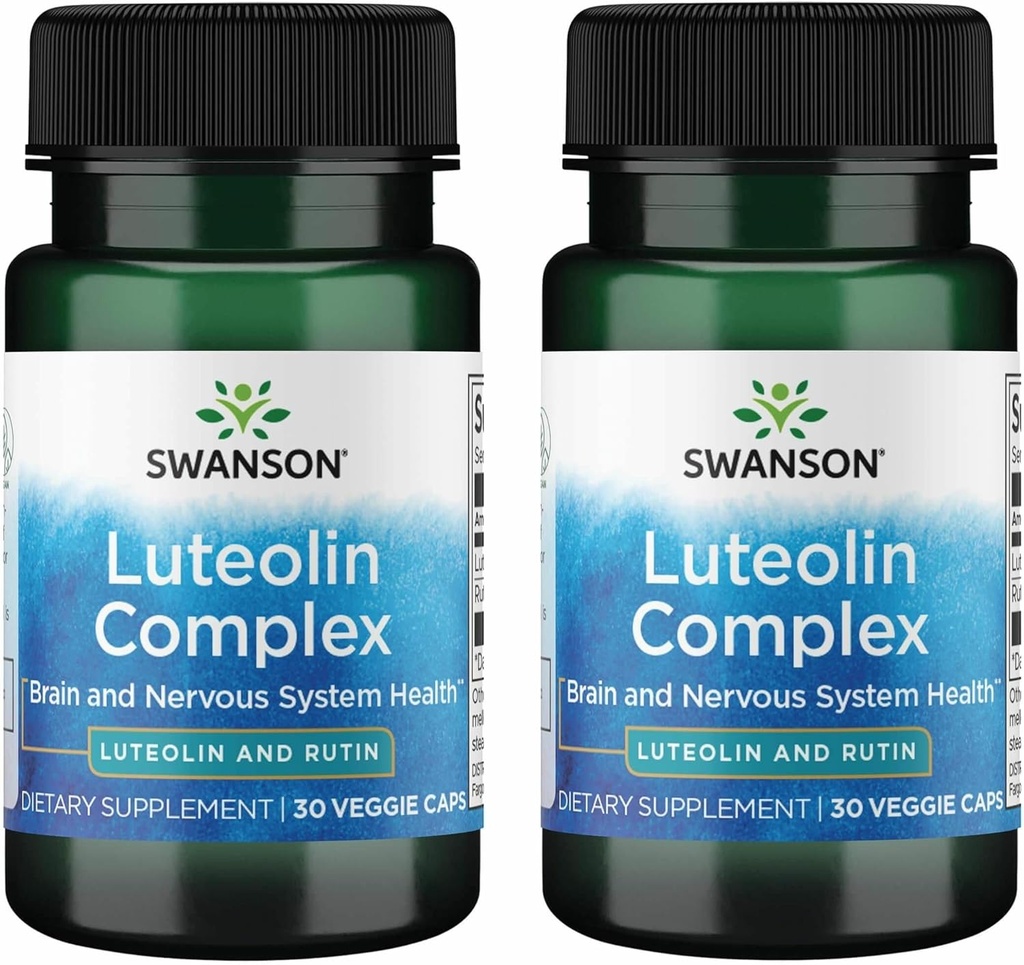 Swanson Luteolin Complex w/Rutin - 脳サポートサプリメント メモリ、気分と認知健康を促進する - 神経系を維持するのに役立ちます天然式 - (30 Veggie Capsule) 2パック