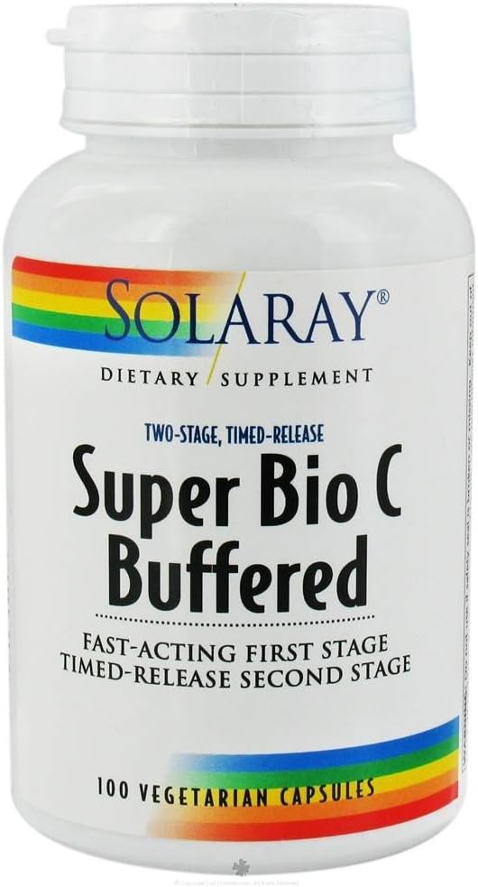 SOLARAYスーパーバイオビタミンC 1000mg、緩衝、Bioflavonoidのタイムリリースカプセル、高吸収のための2ステージ&オールデイ免疫サポート、ビーガン、60日保証、50サービング、100ベジキャップ