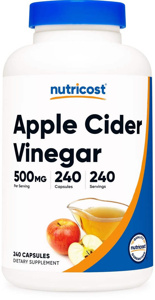 Nutricostアップルサイダー酢カプセル500mg、240ベジタリアンカプセル - ナチュラル、ベジタリアン、GMP、非GMO、グルテンフリー