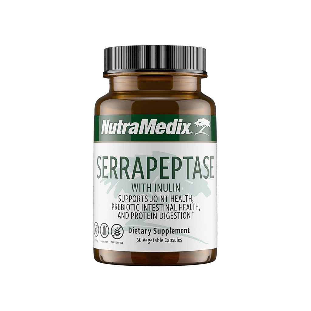 Nutramedixのセラプターゼの補足-消化+インリンのためのProteolytic酵素-digestive健康サポート-グルテンフリー、大豆および酪農場なし(60のカプセル)を支えるためになされる