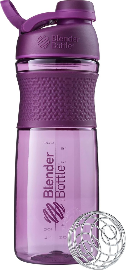 BlenderBottle SportMixer Shaker Bottle Perfect for Protein Shakes and Pre Workout, 28-Ounce, プラム