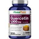 NusaPure Quercetin 1000mg - 200ベジーキャップ(非GMO、ビーガン、ベジタリアン)バイオペリン