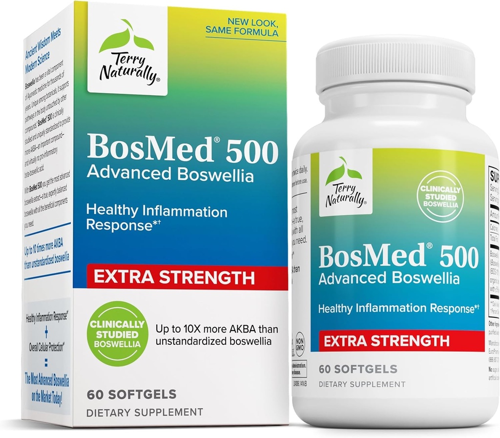 Terry Naturally BosMed 500 - Boswellia Serrata Extractサプリメント - 健康な肺のサポートのための栄養補助食品 - ハーブサプリメントフォーミュラ - 60 Softgels