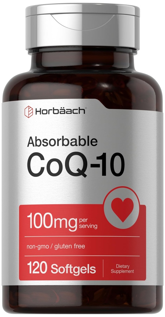 ホルバハコQ10 100mg Softgels | 120 カウント | 非GMOとグルテンフリーサプリメント