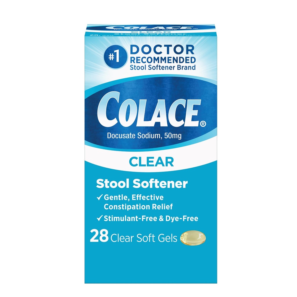 Colaceの明確な腰掛けの軟化剤の柔らかいゲルは便秘の救助50mg Docusateナトリウムの医者によって推薦された28ctをカプセルに入れます
