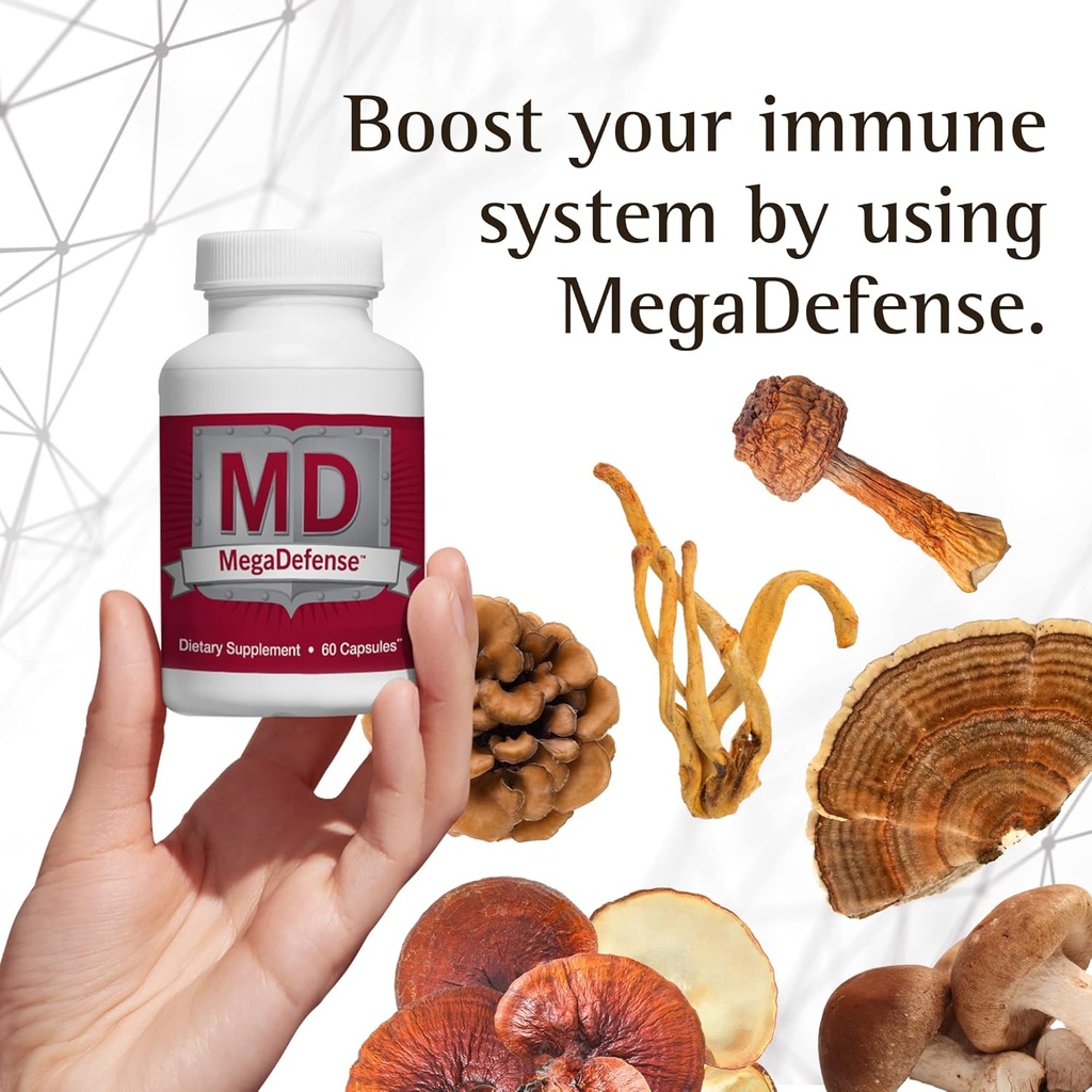 ワイオラ MegaDefense のきのこのカプセルは毎日の健康、6 のきのこの補足のために: 霊芝、トルコの尾、コルディプス、舞茸、アガリクス及び椎茸のカプセル、非GMO (2 のびん/60 野菜の帽子のサーブ)