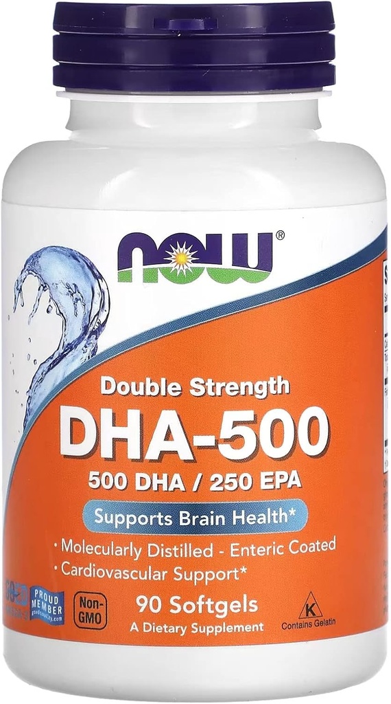 NOW Foodsは、250 EPA、分子蒸留、脳の健康をサポート*、90 SoftgelsのDHA-500を補います