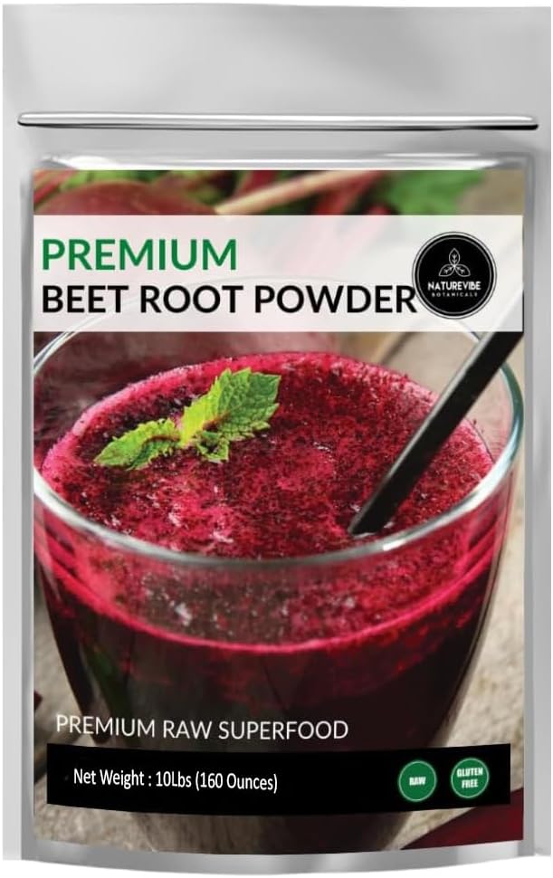Naturevibe Botanicals Premium Beet Root Powder 10lbs | 生と非GMO | バルクバッグ(160オンス)