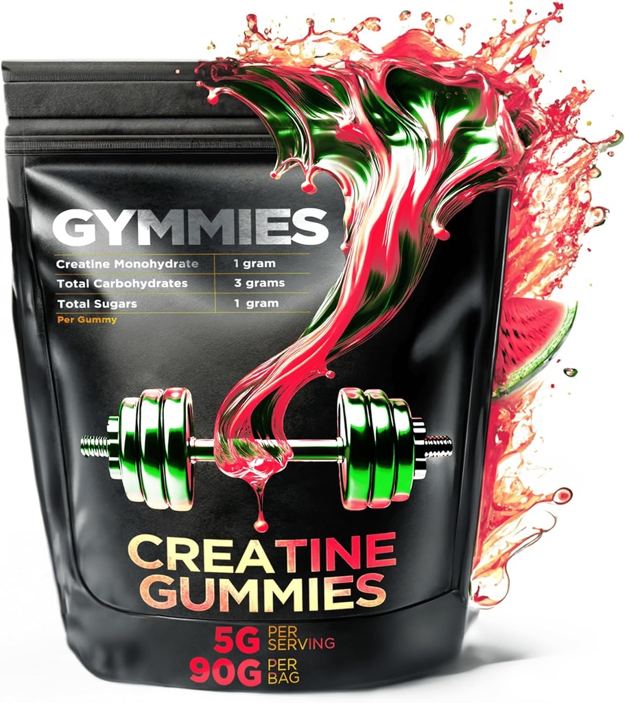 Creatine Monohydrate Gummies - Muscle Growth, Performance, Endurance - 5 Gram Creatine per Serving - Vegan, Non-GMO, Gluten-Free, Made in USA - 90ct (90 Count, Watermelon)