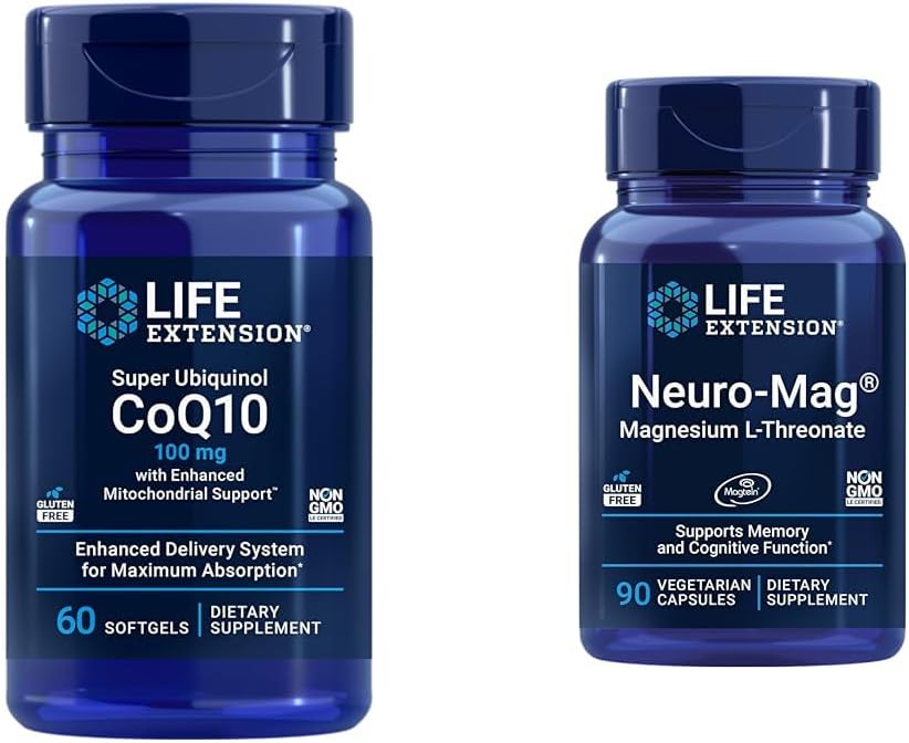 ライフエクステンションスーパーUbiquinol CoQ10強化ミトコンドリアサポート&ニューロマグマグネシウムL-threonate、マグネシウムL-threonate
