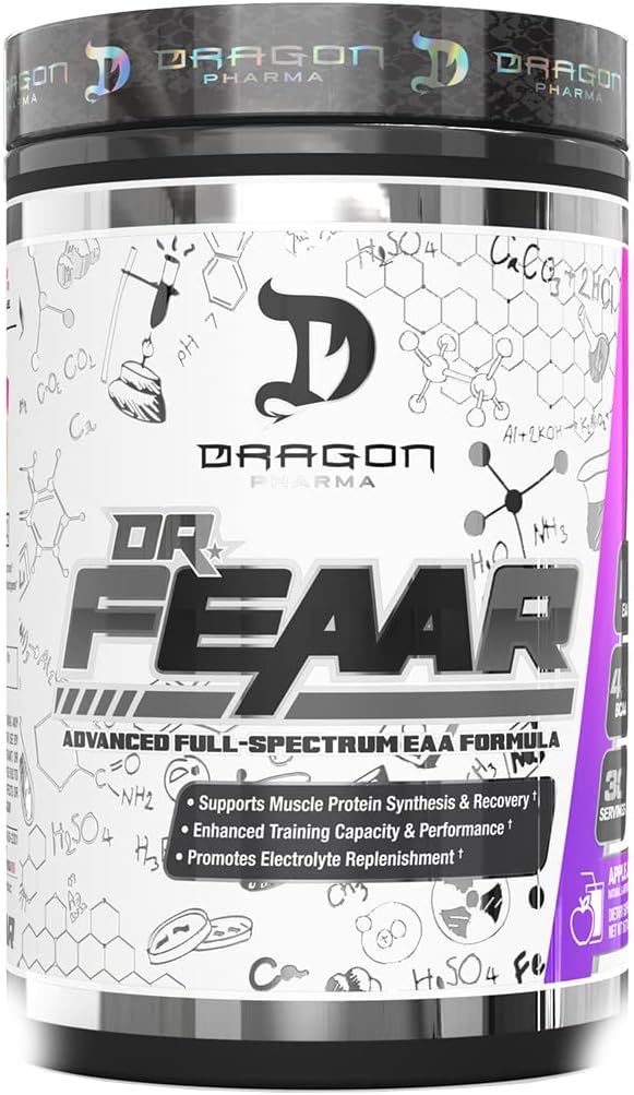 DRAGON PHARMA Dr. FEAAR® アドバンストフルスペクトラム EAA マトリックス、サポート マッスルプロテイン合成と回復、強化されたトレーニング能力とパフォーマンス (30 サービング、グレープ ジュース)
