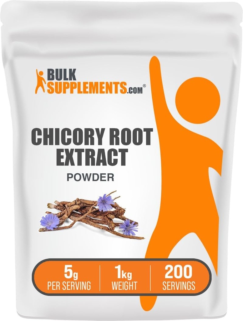 BulkSupplements.com Chicory Root Extract Powder - Chicory Root Powder, 繊維のサプリメント - ビーガン&グルテンフリー, サービングあたり5g, 1kg (2.2 lbs) (パック 1)