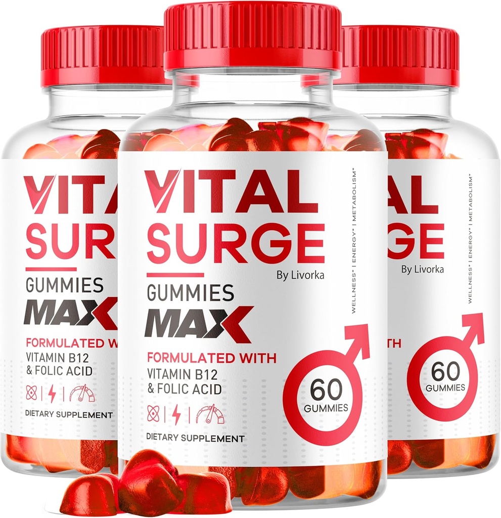 (3 Pack) Vital Surge - Vital Surge for Men Gummies, Vital Vita Surge Max Maximum Strength 1050 MG, VitalSurge Supplement Support Gummy Advanced Formula, Premium Vitamin Gomitas (180 Gummies)