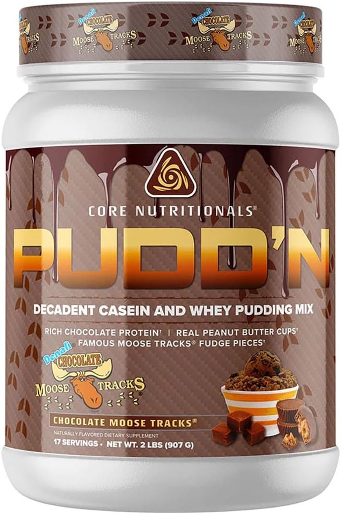 Core Nutritionals Pudd'n, Decadent Protein Pudding Mix, フルディスクロージャー Casein Blend, Sustained Release, 20Gプロテイン, 17 サービング (チョコレートムーストラック, 2 lb)