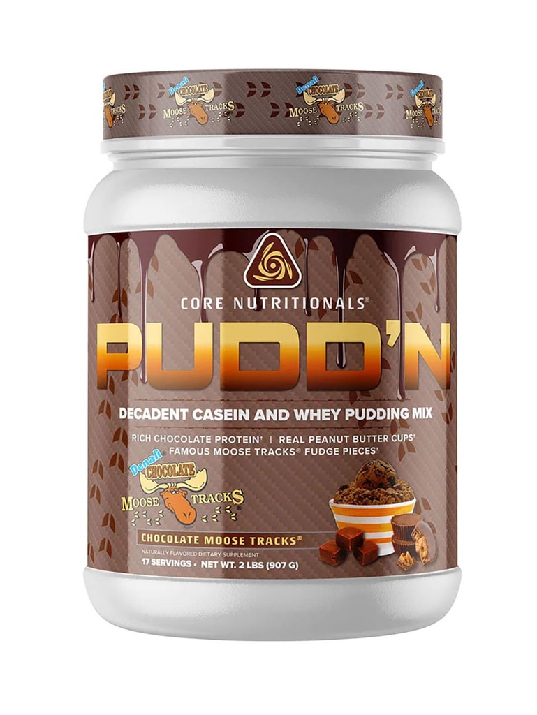 Core Nutritionals Pudd'n, Decadent Protein Pudding Mix, フルディスクロージャー Casein Blend, Sustained Release, 20Gプロテイン, 17 サービング (チョコレートムーストラック, 2 lb)