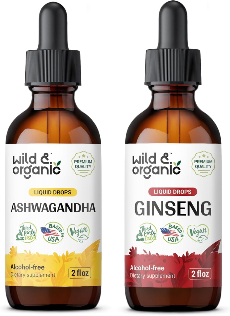 ワイルド&オーガニックアシュワガンダ シンチャー 4 fl oz&Ginseng Tincture 4 fl oz
