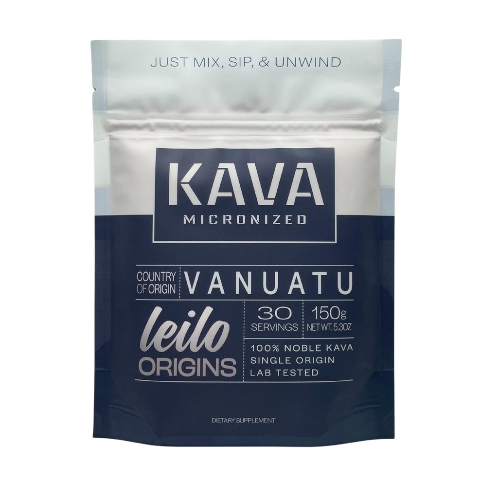 Leilo Instant Mix Micronized Kava Powder | から Vanuatu | ただのミックス & ストレスとリラックスを促進するためにサーブ (150 グラム | 30 のサービング)