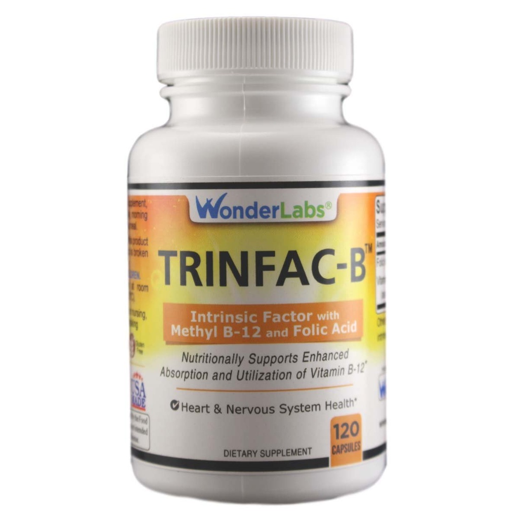 葉酸およびビタミンB-12 1000mcg - 120のカプセルが付いているすばらしい実験室のIntrinsicの要因