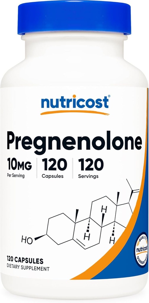 Nutricost Pregnenolone 10mg、120カプセル - 非GMO、グルテンフリー、ベジタリアンカプセル