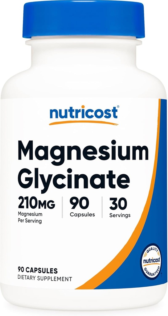 NutricostのマグネシウムのGlycinateのカプセル(90のカプセル、サービングごとの210のmg) - マグネシウムのGlycinateの補足
