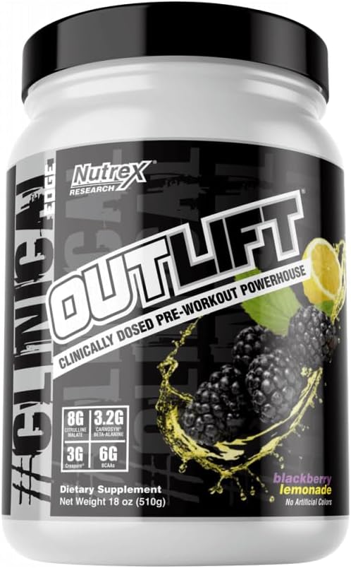 Nutrexの研究のoutliftのプレワークアウトの粉、Blackberry Lemonade 18oz、20のサービング