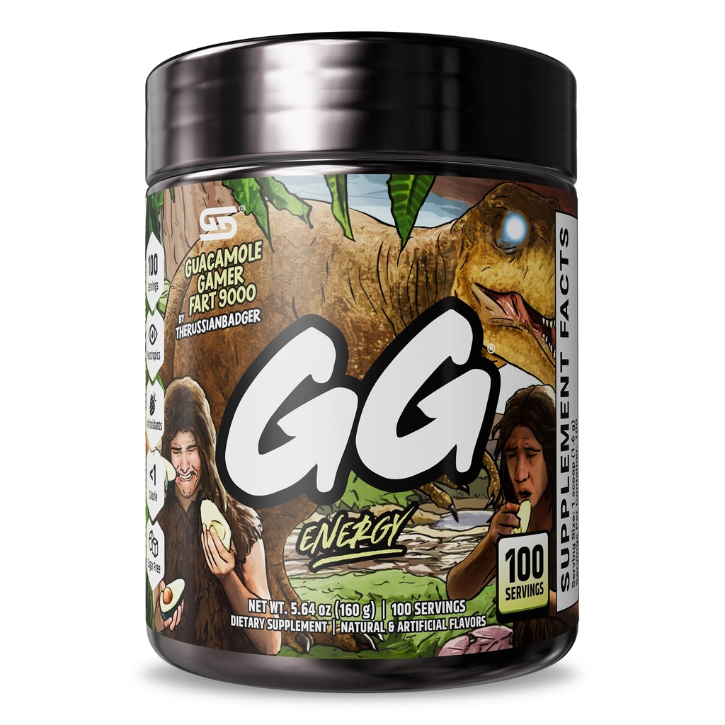 ゲーマーは、GG®エナジー-GuacamoleゲーマーFart 9000をTheRussianBadger (100のサービング)- KetoフレンドリーゲームエネルギーとNootropicブレンド、砂糖フリー+オーガニックカフェイン+ビタミン、パウダードリンク