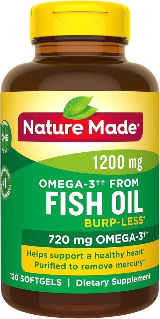 Burp-Less の魚油 1200 は 1 日、120 の Softgels、中心の健康のための魚油のオメガ 3 の補足 1 日あたりの 1 つを mg