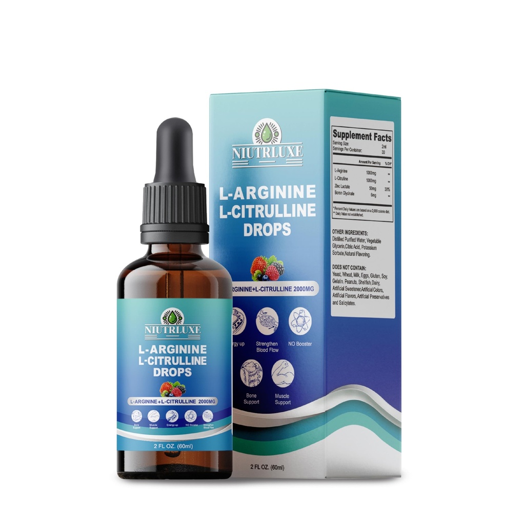 L-Arginine L-Citrullineは液体、Boronおよび亜鉛、高い吸収性L-Arginine L-Citrullineの補足、Sublingual液体L-Arginine 1000のmg、Vegan、非GMO、60mlを低下させます